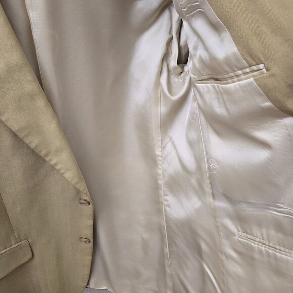 Cezar Del‎ Prado Mens Beige 100% Silk Blazer Jacket Size 40R Herringbone Summer - Picture 7 of 16